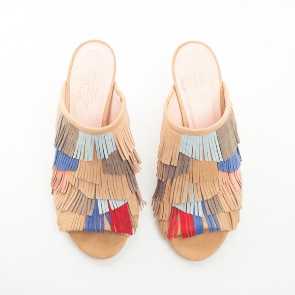 CHARLOTTE STONE Morley Suede Fringe Sandals Shoes - Picture 3 of 12